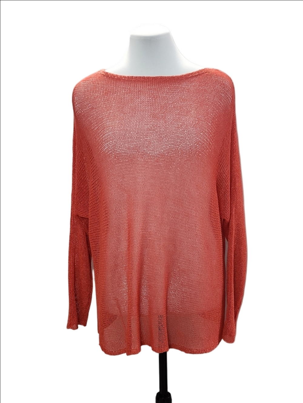 EILEEN FISHER Coral boat neck drop shoulders oversized loose knit sweater